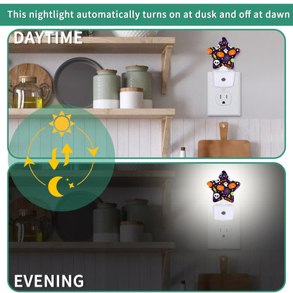 Halloween Skull Star Night Light Plug in, Decorative Night Light for Kids Room Nursery Bedroom, Soft Glow Sensor Lamp for Hallway Bathroom, Compact Energy Saving