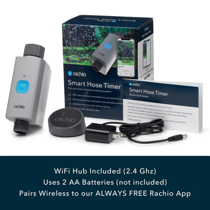 Rachio Smart Hose Timer (1 Valve + 1 WiFi Hub) – App-Controlled Outdoor Faucet Timer, Quick Install & Scheduling, Expandable System
