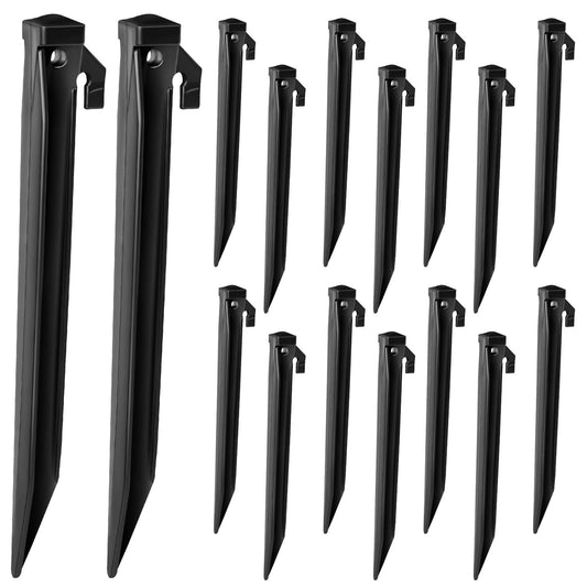 16 Pieces Plastic Inflatable Stakes, 8.7 Inch Inflatable Tent Stakes Replacement Inflatable Stakes for Halloween Christmas Holiday Inflatables Garden Decorations (16, Black)