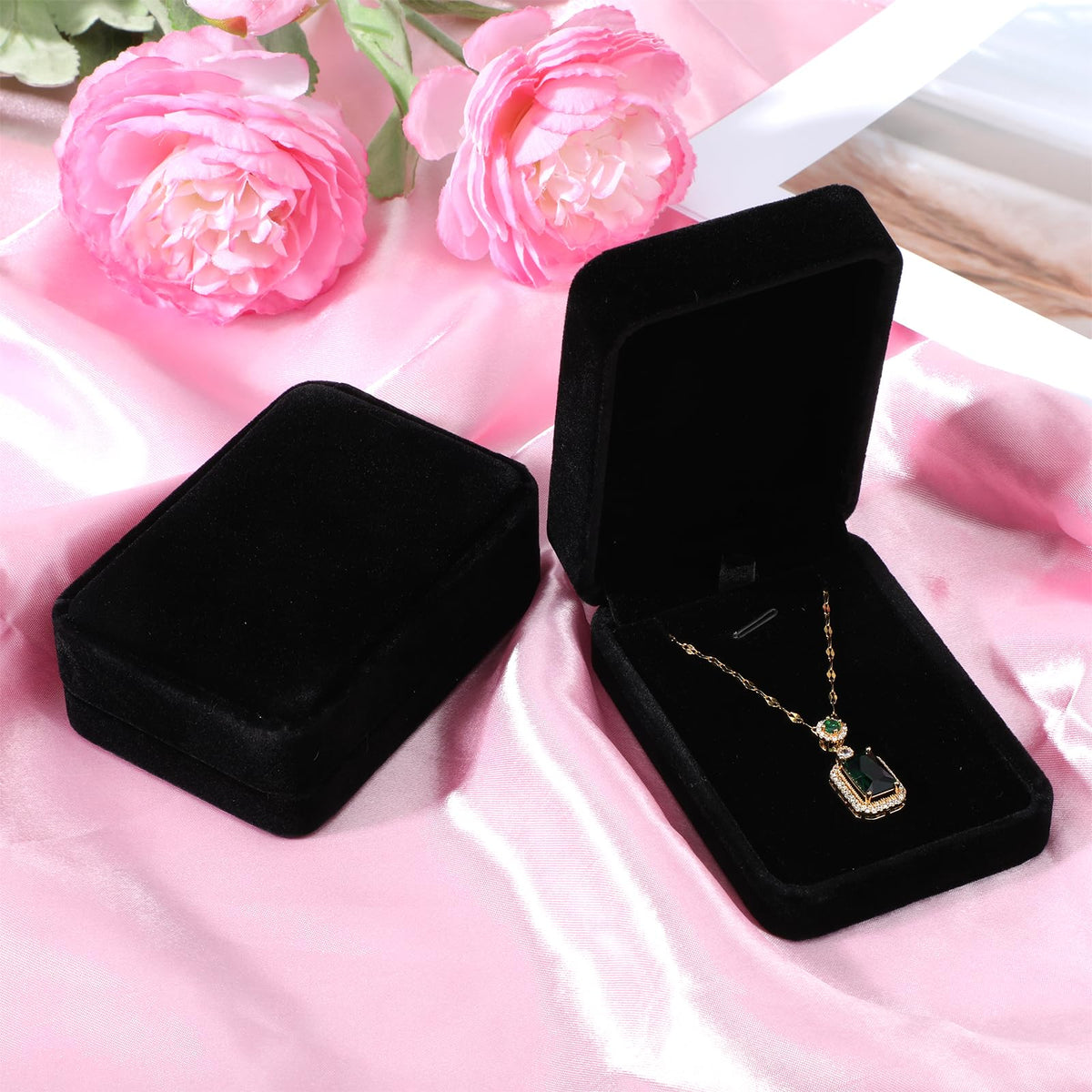 20 Pcs Necklace Pendant Box Velvet Jewelry Storage Display Case Ring Earring Pendant Jewelry Boxes Pearl Necklace Holder Gift Boxes for Christmas Wedding Engagement Birthday Anniversary(Black)