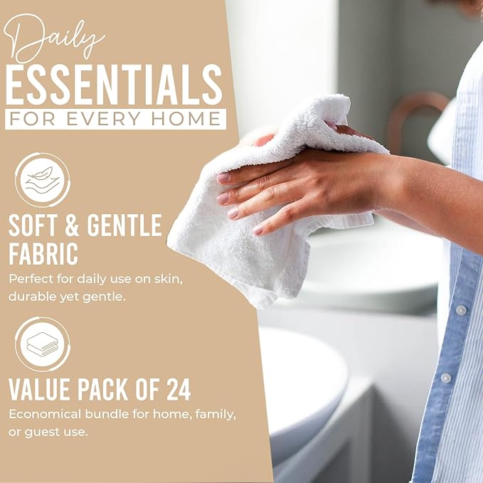 DAN RIVER 24 Pack Wash Cloths for Showering