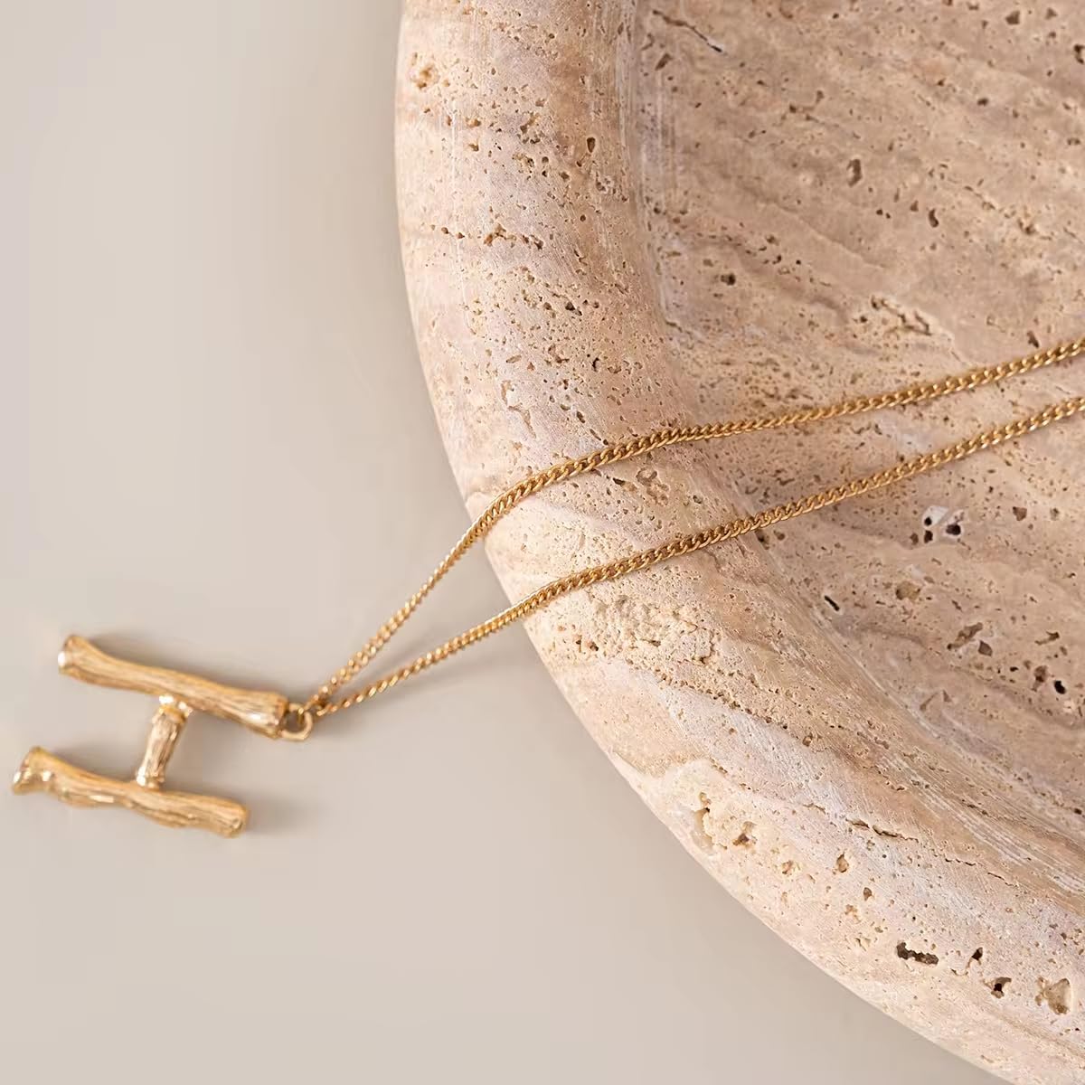 Bursera Luna Travertine Tray, Minimalist Stone Catchall and Decorative Tray for Candles, Jewelry, and Small Objects, Architectural Home Décor Accent, Natural Travertine Stone