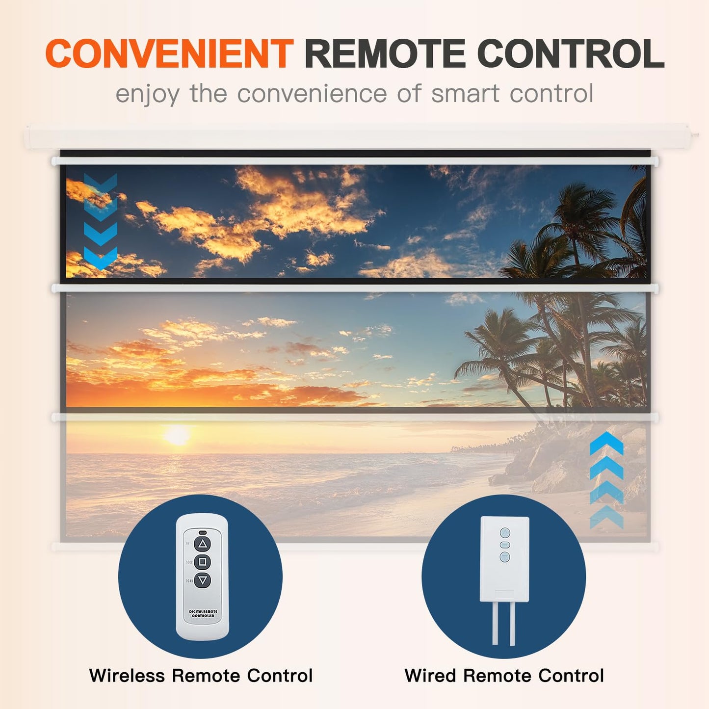 YODOLLA 150" Projector Screen Motorized 16:9, 4K HD Pull Down Retractable Projection Screens Electric Automatic Wall Ceiling Movie Screen for Office Classroom Indoor with Remotes