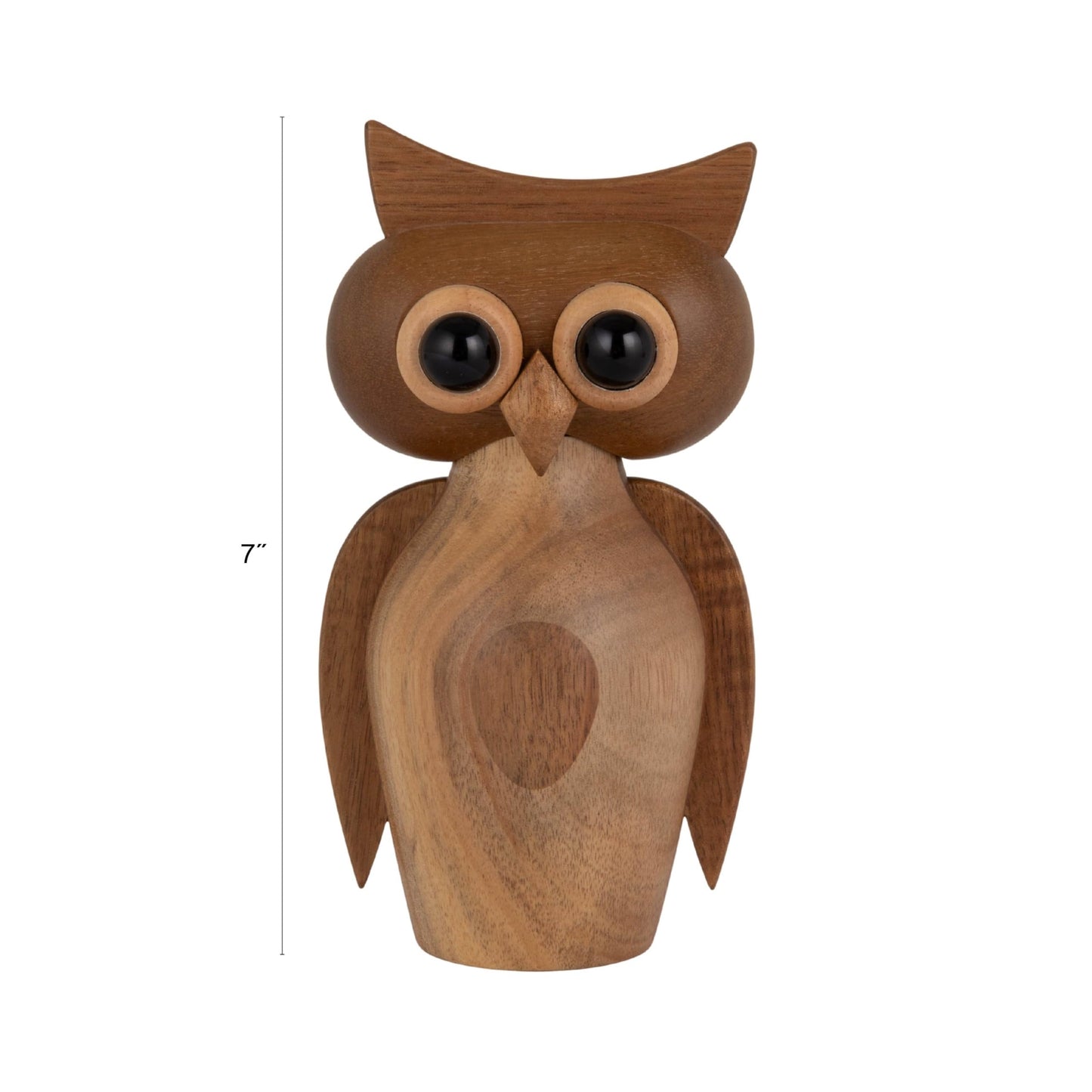 Creative Co-Op Acacia Wood Owl Shaped Salt and Pepper Mill, Natural and Black Finish