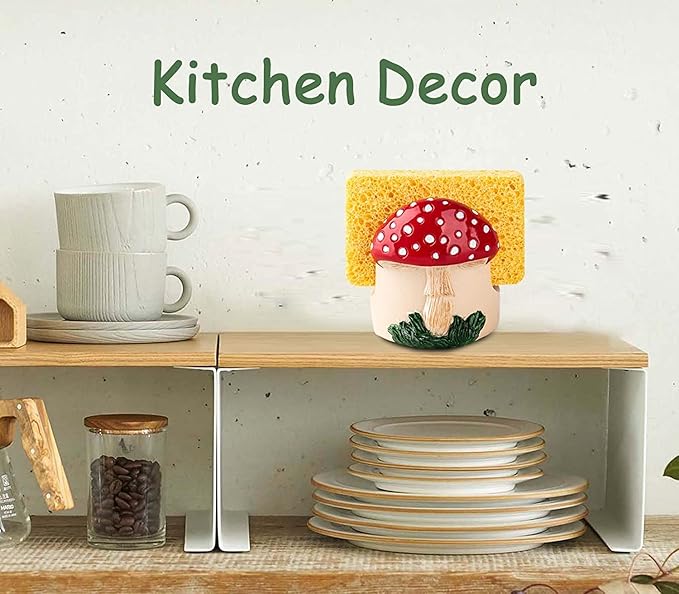 Mushroom Kitchen Sponge Holder Red Ceramic Sponge Holder