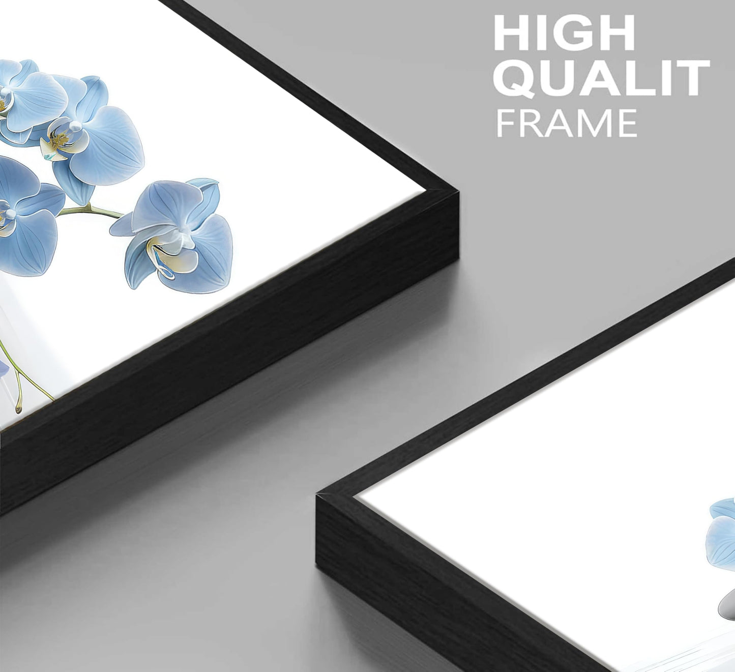Framed Zen Canvas Wall Art Spa Stone and Elegant Blue Orchid Flower Spiritual Painting Pictures Wall Decor Poster Print Artwork for Bathroom Office Yoga Room Spa Room Meditation Room Decoration