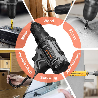 VIWKO Cordless Drill, 20V Electric Combi Drill Set with 86 Accessories, 2.0Ah Rechargeable Battery Hand Drills, Electric Screwdriver 370 in-lb 25+1 Torque 2 Speed, Power Tools for DIY & Home Projects