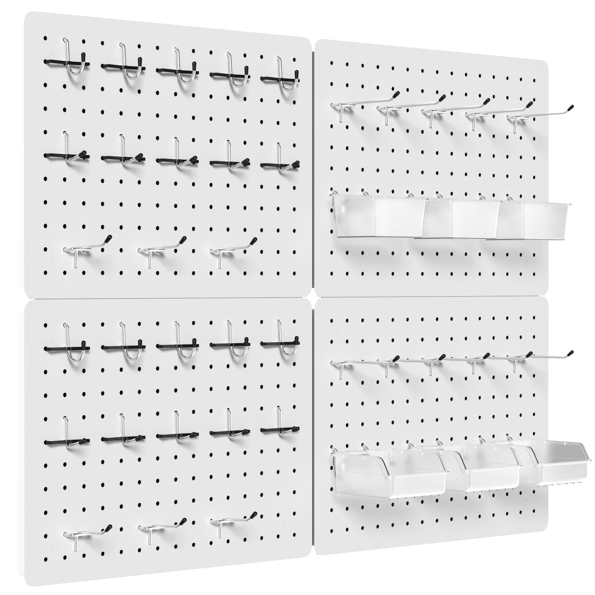 PHX Grove Peg Board for Tools, 4 Pack Metal Pegboard Wall Organizer with Hooks,12"×16" White Pegboard Panels for Walls Home, Garage Tool Storage, Kitchen, Office Organization, Craft Room