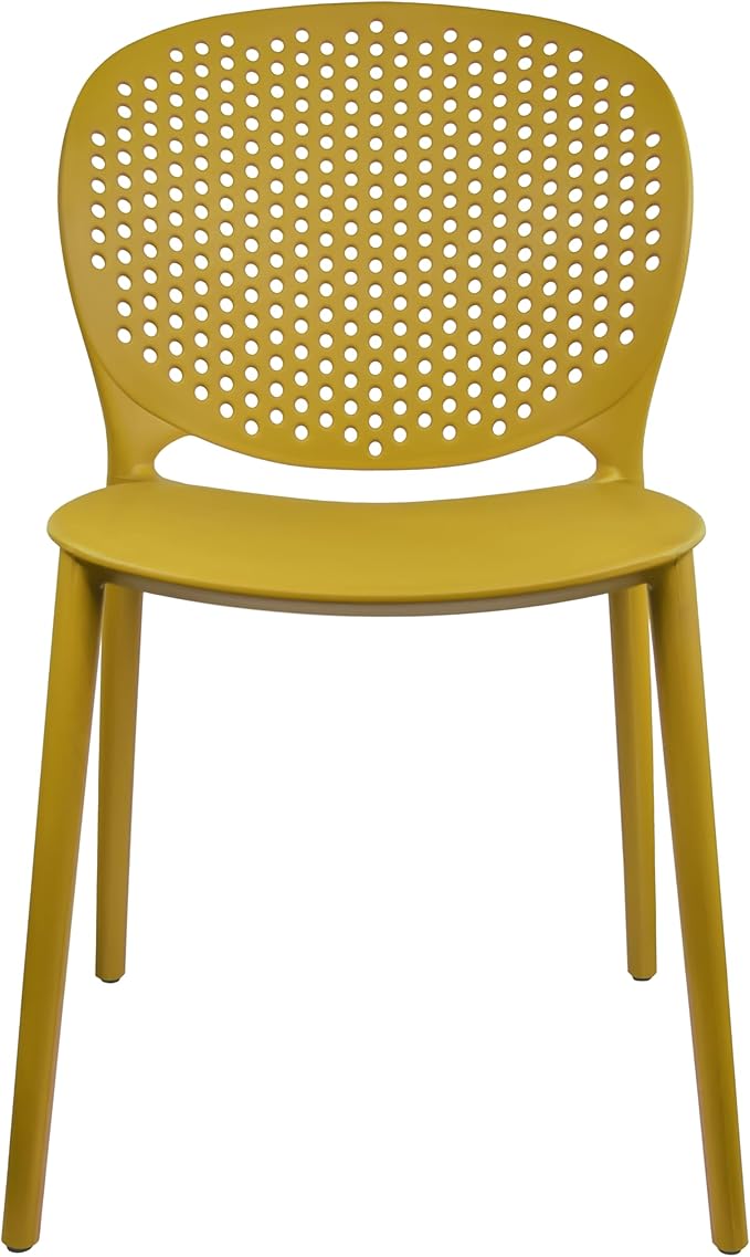 2xhome Set of 3 Patio Dining Chairs | Modern Stackable Outdoor Pool Side Chair | Weather Resistant Plastic for Yard, Porch, Balcony, Kitchen, Yellow