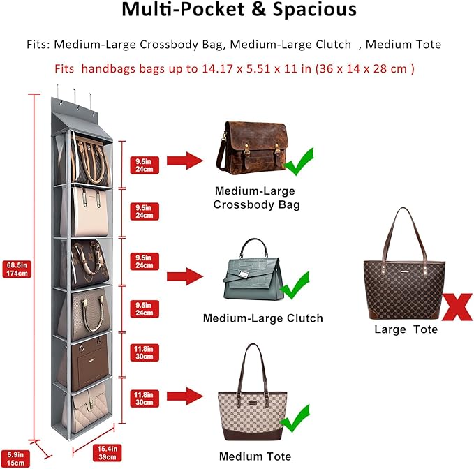 Lirex Over The Door Purse Organizer & Purse Shelf