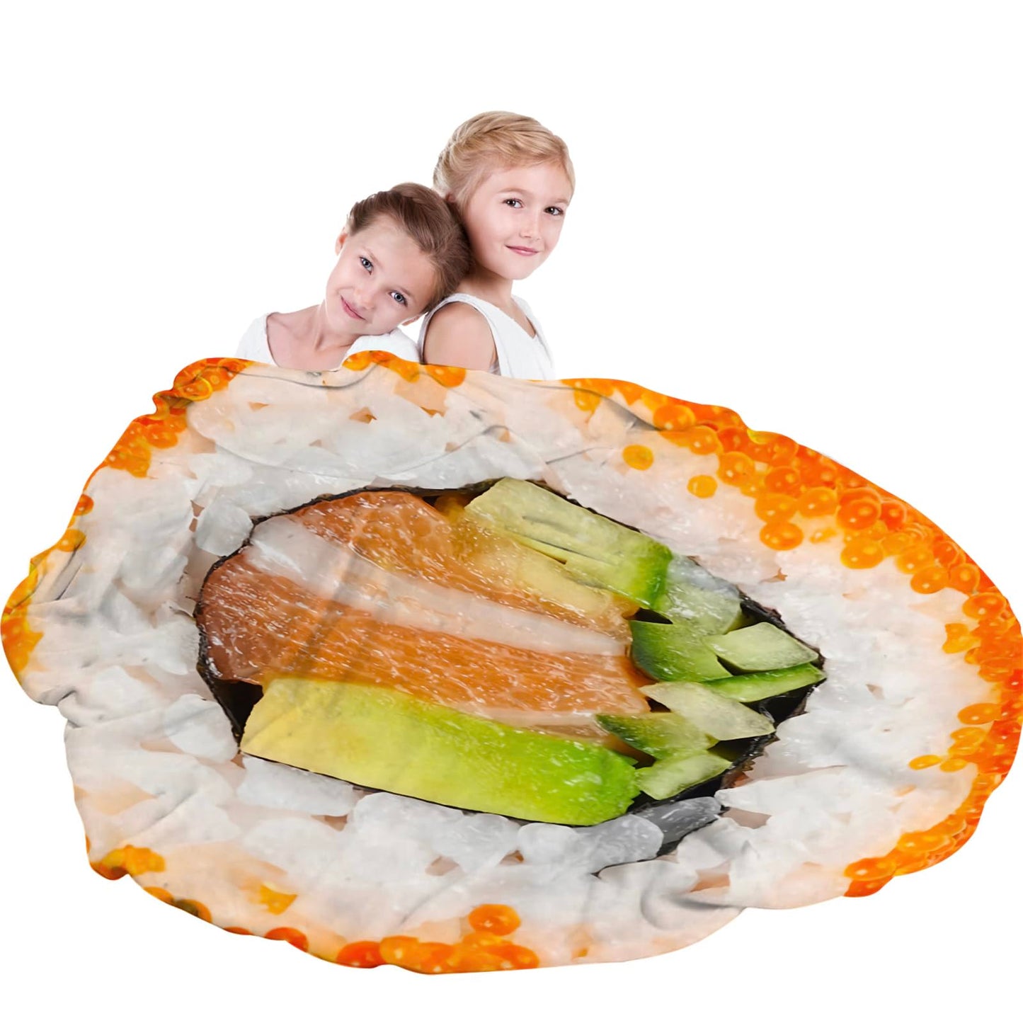 Sushi Funny Blanket Novelty Throws Soft Cozy Cute Flannel Round for Nap, Home Decor, Party. Kids Child Gift 59 Inches