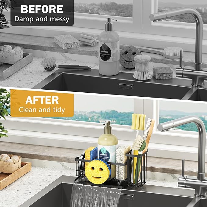 Epicano Sink Caddy Sponge Holder, Smiley Face Sponge Rack