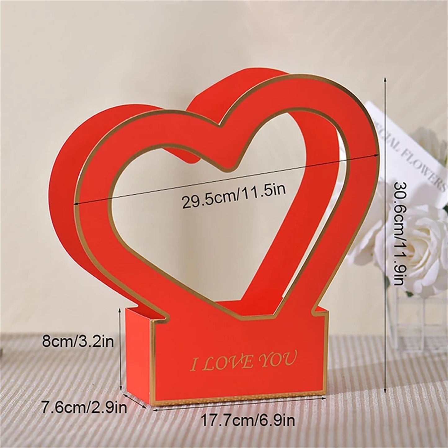 Nikeg Kraft Paper Flower Gift Bags 3Pcs Flowers Arrangement Kraft Paper Bag Folding Portable Flower Packaging Box Waterproof Basket Heart Handle Gift Tote Bags