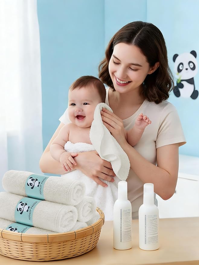 HIPHOP PANDA Baby Washcloths, Rayon Made from Bamboo