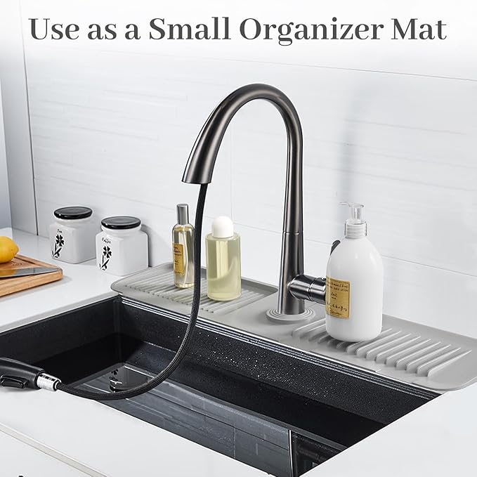 PoYang 24 Inch Faucet Mat for Kitchen Sink Splash Guard Behind Faucet, Sink