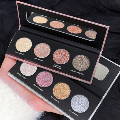 AMY'S DIARY 4 Colors Shany Highlight Eyeshadow Palette Cosmetics, Shimmer Eye shadow Palette, Cruelty-Free and Vegan Formula, Glitter Shimmer Eyeshadow for Professional Makeup Kit(12#)