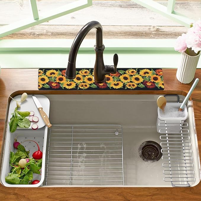 Sink Faucet Absorbing Mat, 2 Pack Drying Mat Around Faucet Sink Splash Guard
