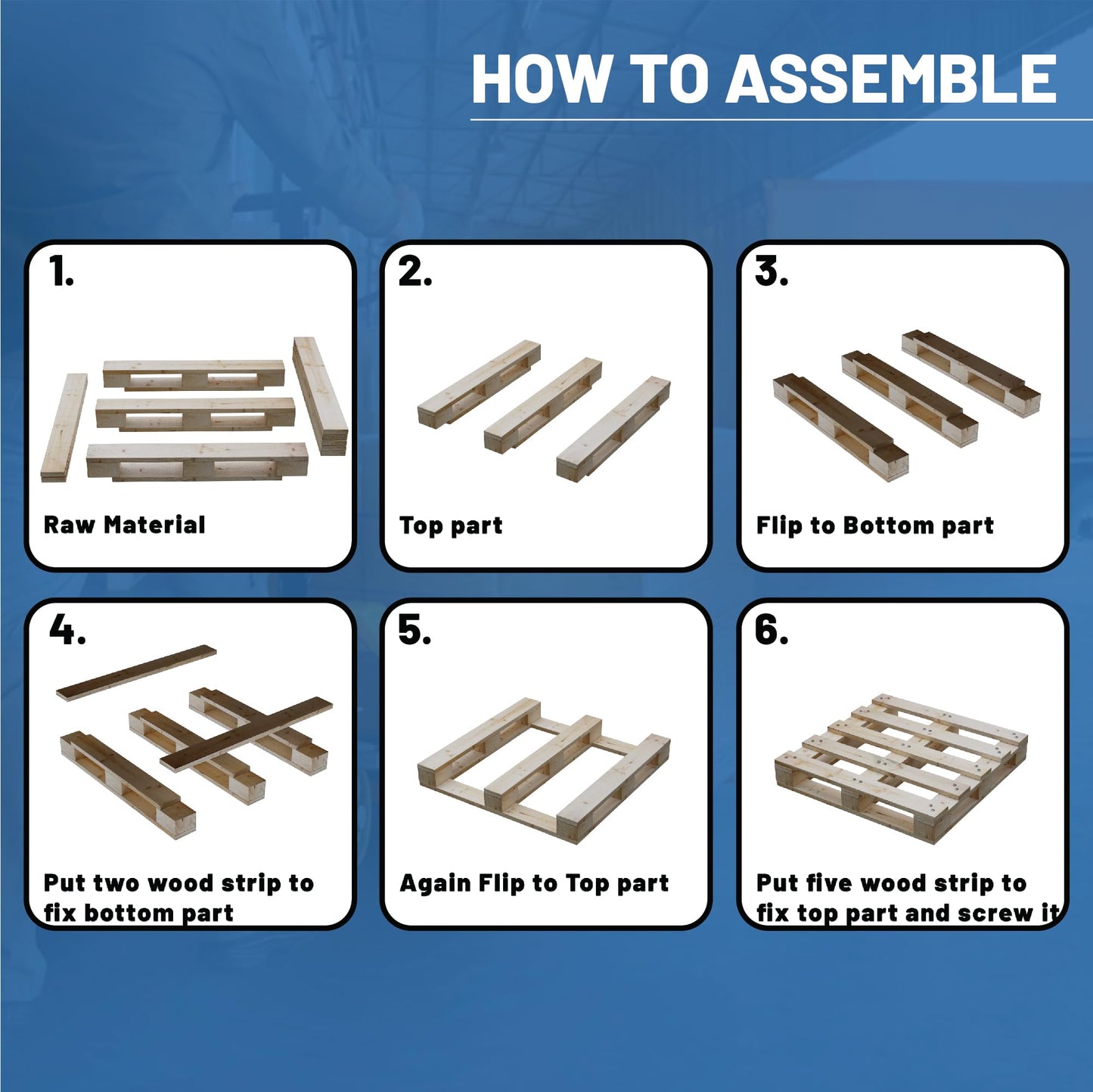 Treaton, 48x48x5 Wooden Pallet Kit, Heavy-Duty Industrial Grade Pinewood, Unassembled Flat-Pack, Stackable & Reusable, Lightweight Floor Pallet, Warehouse, Supermarket & Indoor Storage, 5 Pcs