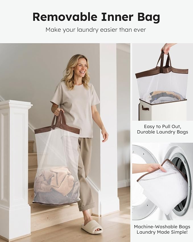 SOLEDI Laundry Hamper with Lid 90L Large & Tall Collapsible Laundry Basket