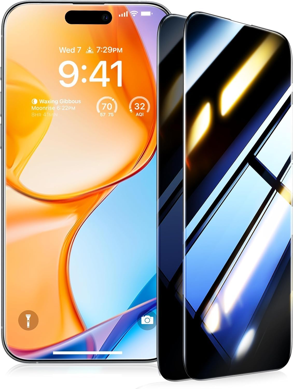 UltraGlass 9H+ Glass for iPhone 16 Pro Privacy Screen Protector [No.1 Military Grade Shatterproof & 100% Anti Spy] Privacy Screen iPhone 16 Pro Tempered Glass [Longest Durable] 2 Pack