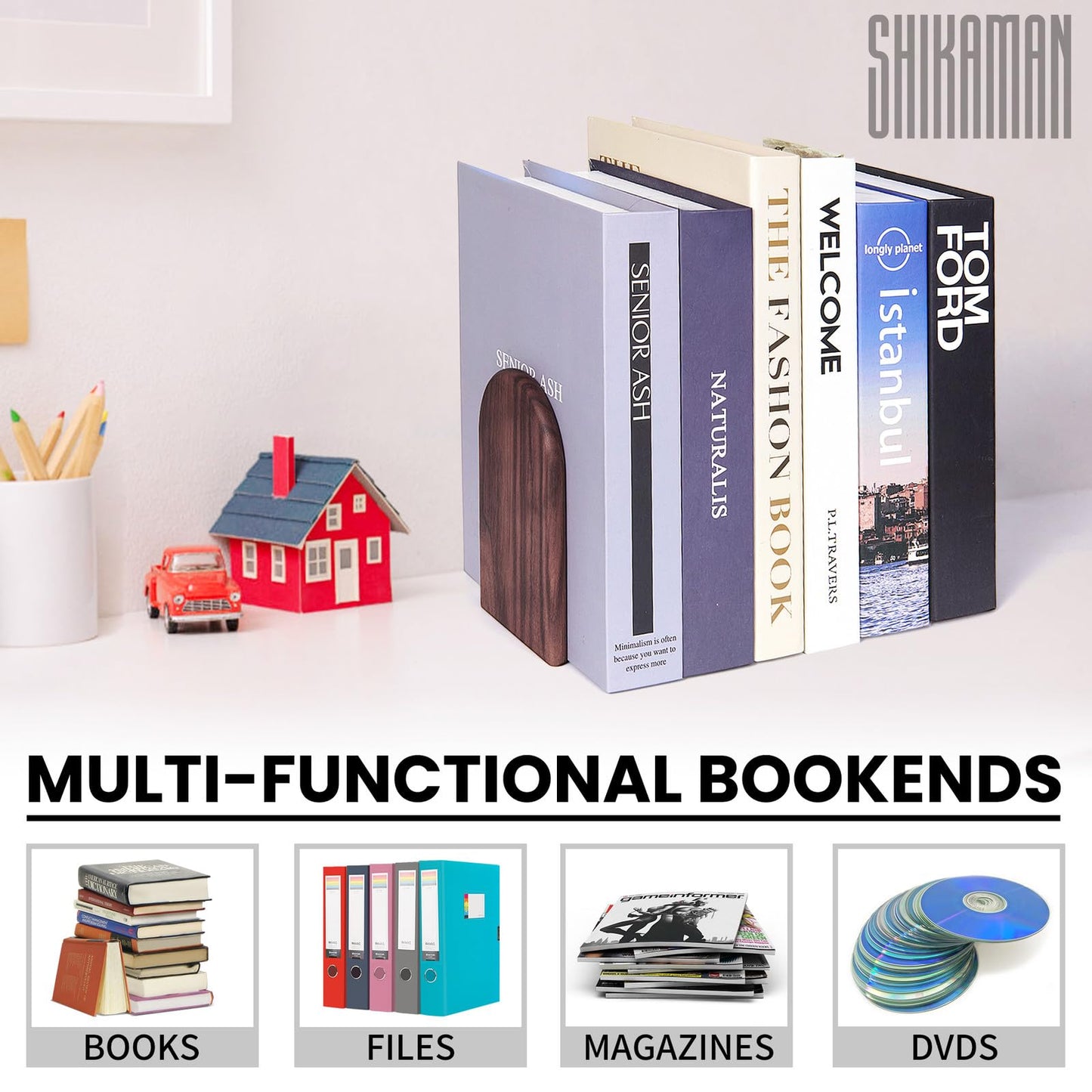 Book Ends,1 Pair Bookends Wood Book Ends Universal Economy Bookend