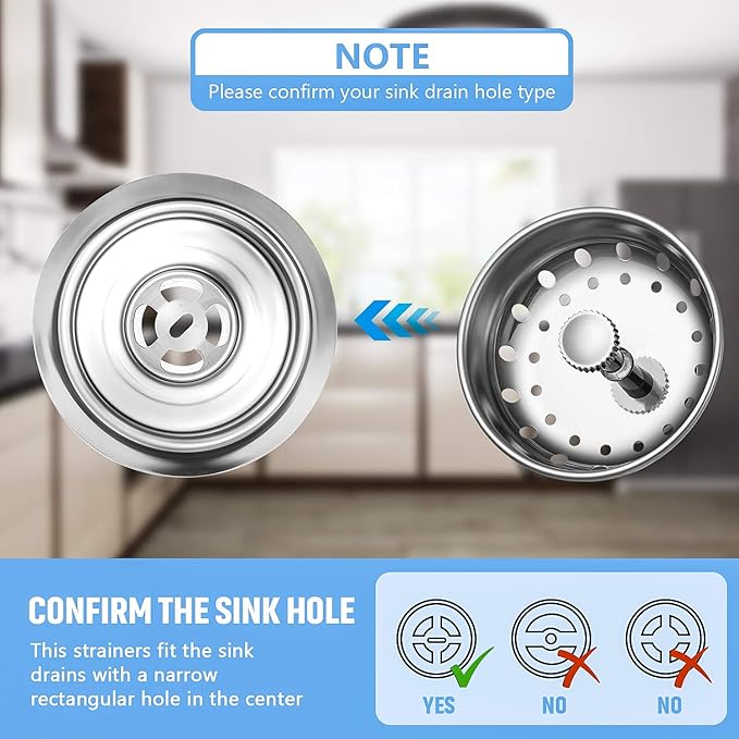 Mudder 3 Pcs Kitchen Sink Drain Strainer and Stopper Stainless Steel Garbage