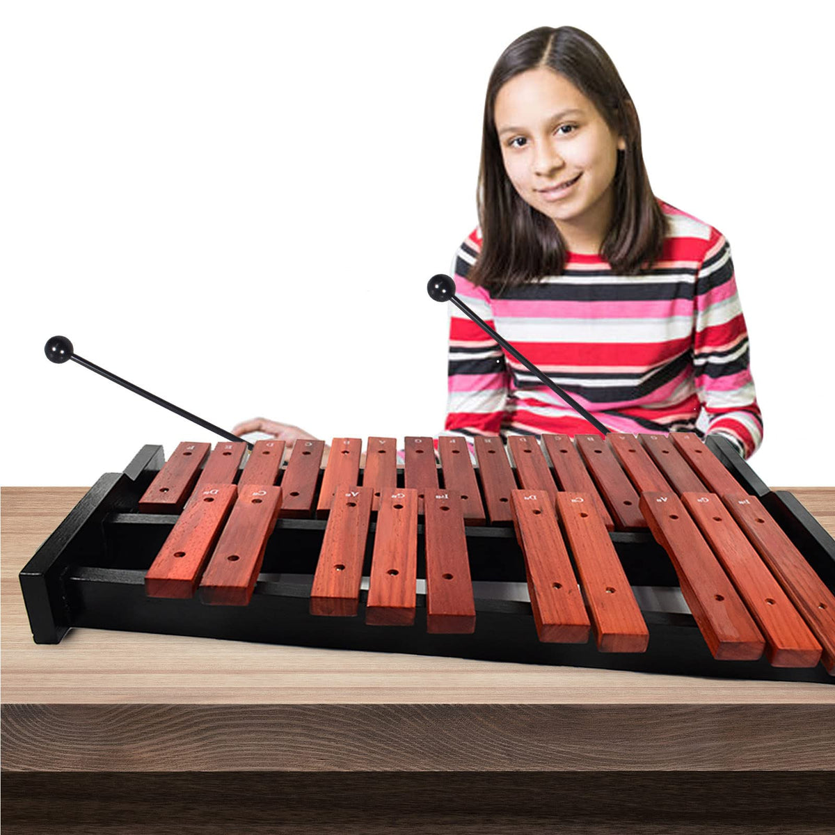 TNZMART 25 Note Xylophone Wooden Glockenspiel Xylophones with Mallet Professional Percussion Instrument (Xylophone)
