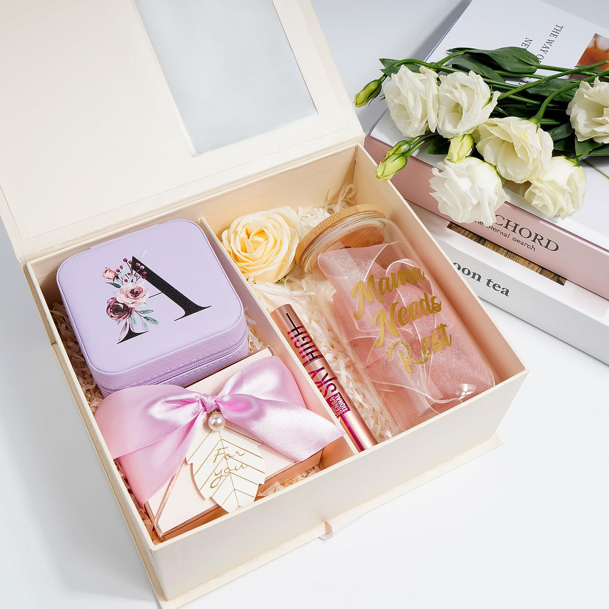 AYGXU Jewelry Organizer Box - Birthday & Mothers Day Gifts for Women, Small Travel Jewelry Case, Initial M Purple