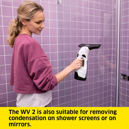 Kärcher Window Vac WV 2 Plus, Battery Running Time: 35 min, LED Display for Battery Status, Suction Nozzle: 280 mm, Spray Bottle with Microfibre Cloth, 20 ml Window Cleaner Concentrate