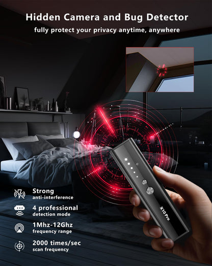 YPMEW Hidden Camera Detectors with Screen Display, Anti Spy Camera Finder, Bug Detector, GPS Tracker Detector with Flashlight, Hidden Device Detector for Travel, Hotel, Airbnb, Office, Car