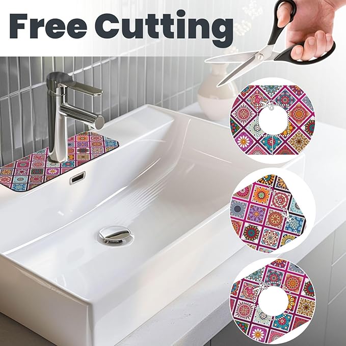 Boho Mandala Bohemian Floral Kitchen Sink Splash Guard Faucet Mat Super