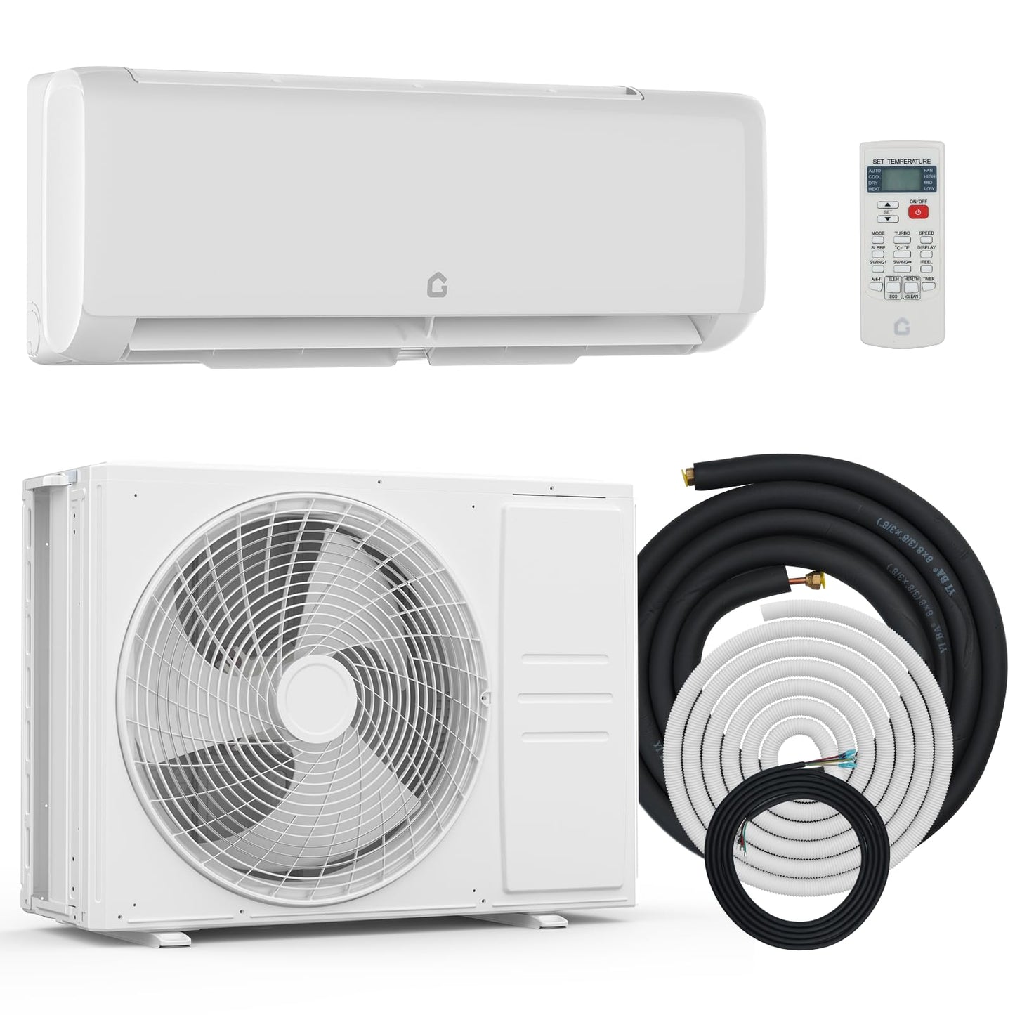24000 Btu Mini Split AC Heating System, Wifi Enabled Mini Split Air Conditioner with 21 SEER2 Inverter, Heat Pump, 208-230V for Rooms Up to 1500 Sq. Ft, White