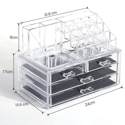 Home and Garden Products Cosmetic Organiser Drawers Clear Acrylic Jewellery Box Makeup Storage Case