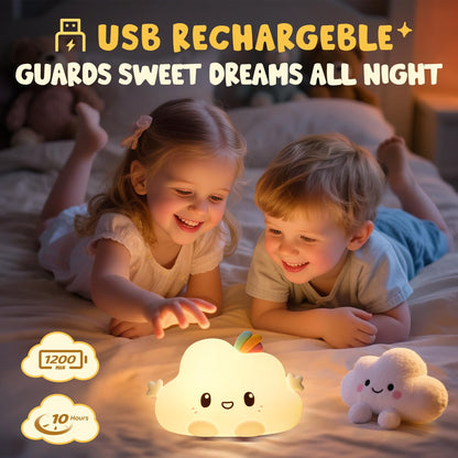 One Fire Baby Night Light Kids, 16 Colours+Remote Control+Silicone+Dimmable+12H Use Kids Night Light, Bedroom Lamp Girls Bedroom Accessories Cloud Gifts for Girls Kawaii Baby Gifts 0-6 Months