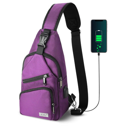 AMJ Crossbody Sling Bag Men Women, Casual Shoulder Backpack, Chest Daypack Satchel for Hiking Travel