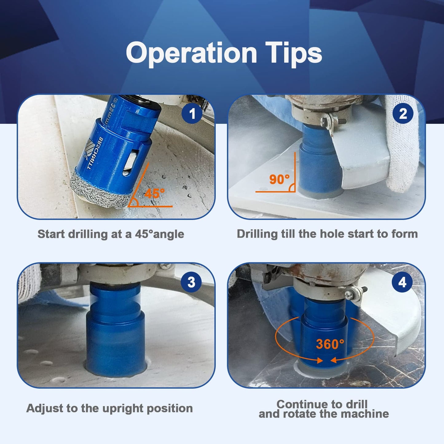 Diamond Core Drill Bit for Porcelain Tile Ceramic Marble Granite Diamond Core Drill Bit Set - 1/4"-4" Tile Hole Saw