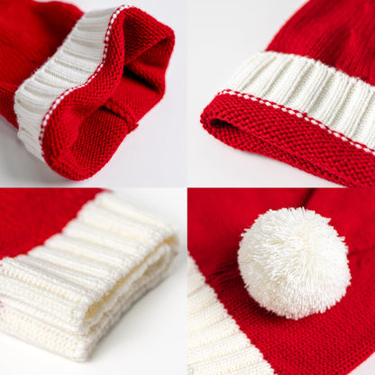 Diffy Homy Santa Hat Christmas Hat Xmas Adult Women Men Washable Fade-restant Knitted Soft Warm Long for Christmas New Year Festive Holiday Party Outdoor Winter Red