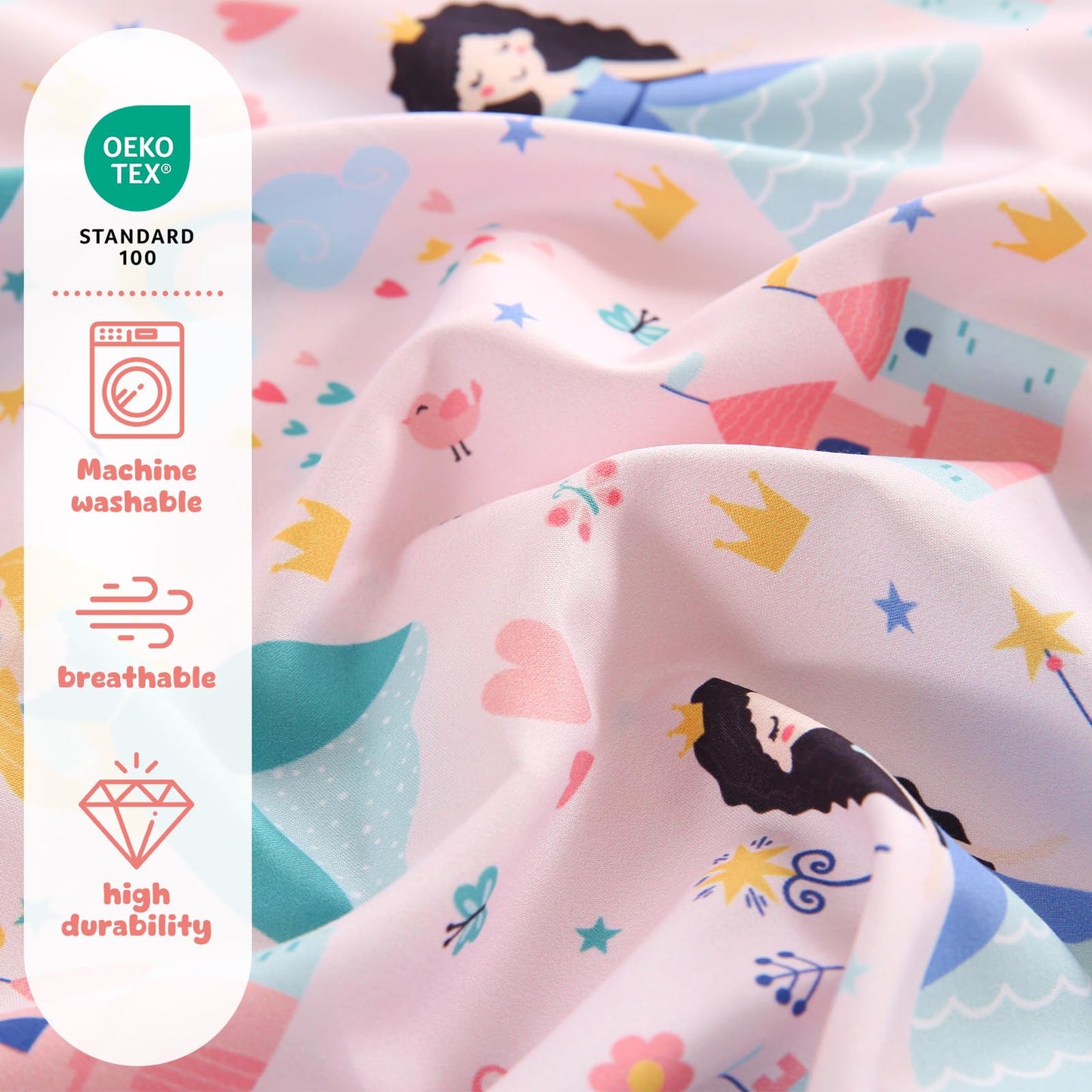 LONAVA Toddler Kids Comforter Set - 4 Pieces Toddler Bedding Sets for Boys Girls Children, Ultra Soft Microfiber Bed in A Bag with Flat Fitted Sheets, Princess