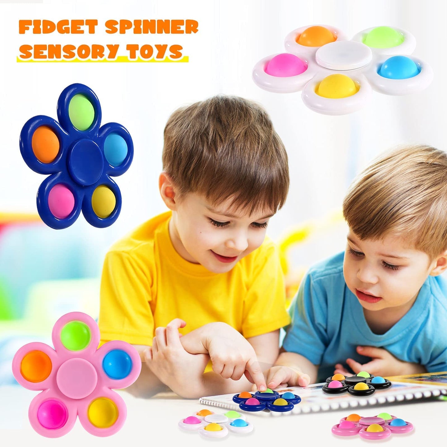 SCIONE 10 Pack Pop Fidget Spinners Fidget Toy for Kids Adults, Pop Party Bag Fillers for Kids Sensory Anxiety Stress Relief Reducer