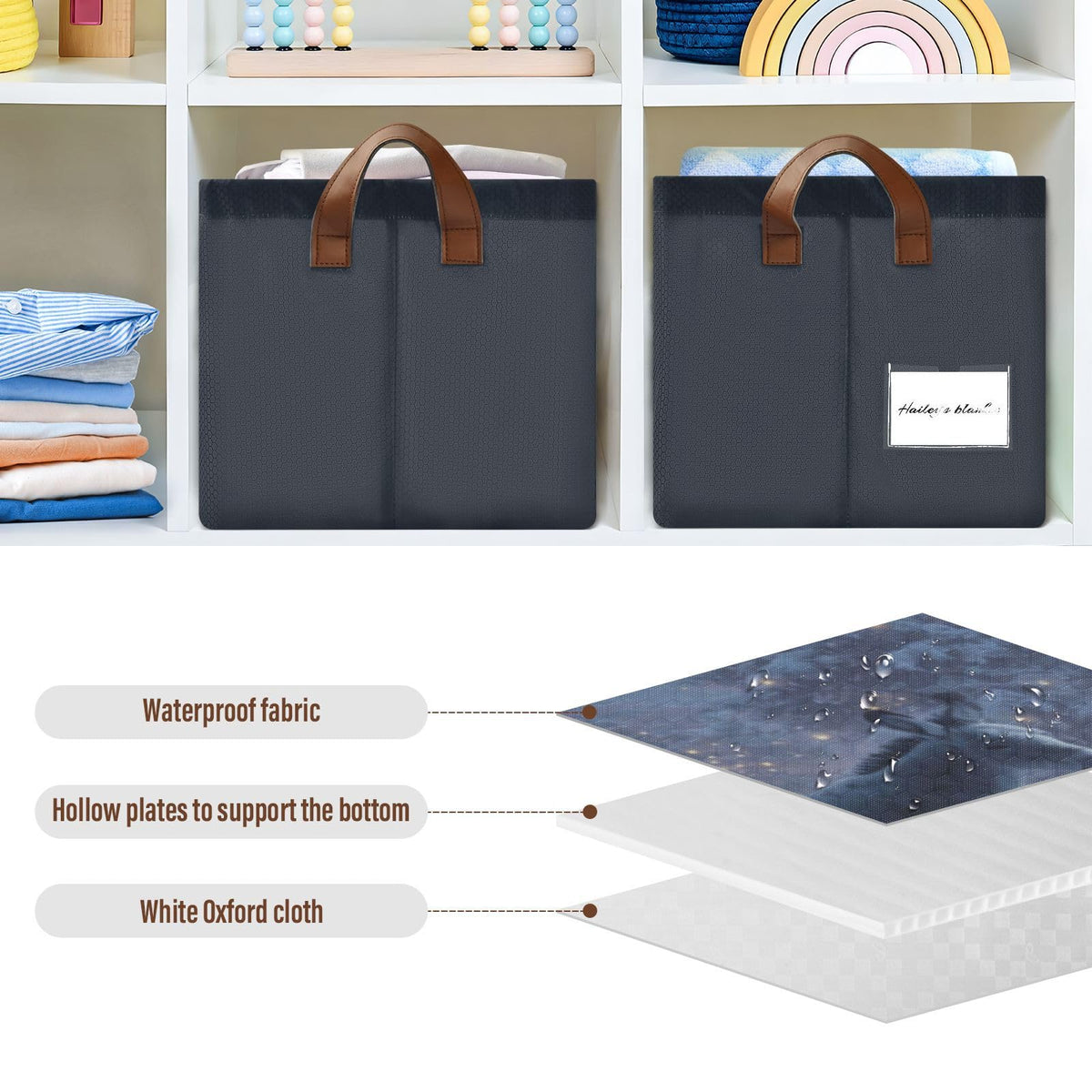 Christmas Nativity Scene Storage Basket Foldable Cube Storage Bins with Handles&Label Waterproof Collapsible Organizer Box Bin Large Rectangle Decorative Baskets for Shelves Home Room Laundry Indoor