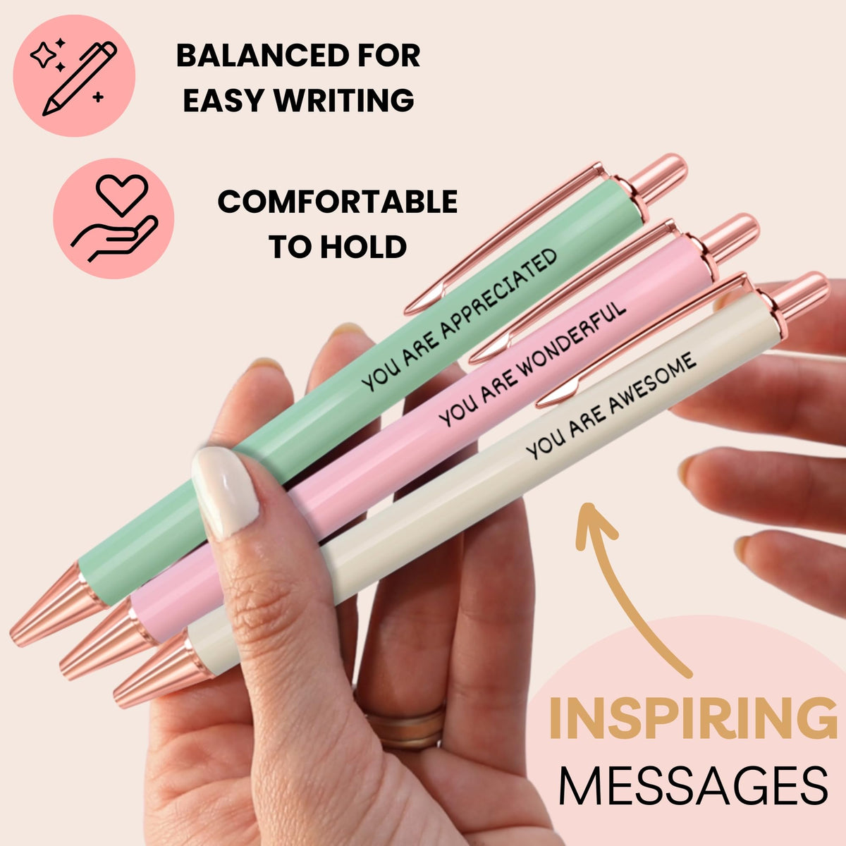 She Does It Fancy Pen Set For Women - Inspirational Nice Teacher Pens | Pretty Motivational Thank You Gifts | Cute Positive Work, Office, Promotion, Coworkers, Intern, Gratitude & Job Motivation Gift
