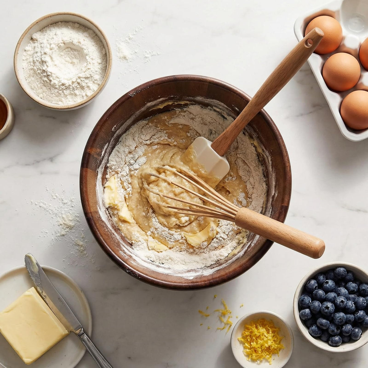 Binken Walnut Wooden Mixing Bowl Compatible with 4.5 & 5 QT Tilt-Head Stand Mixers, 5 Quart Natural Wood Dough Bowl for Baking, Kitchen Prep & Serving