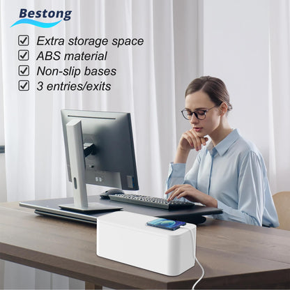Power Strip Cover Box - Hide Power Strip for TVs and Computers, Electrically Safe Cord Organizer Box, Cord Box Crafted from Durable ABS Material (2pack,White)