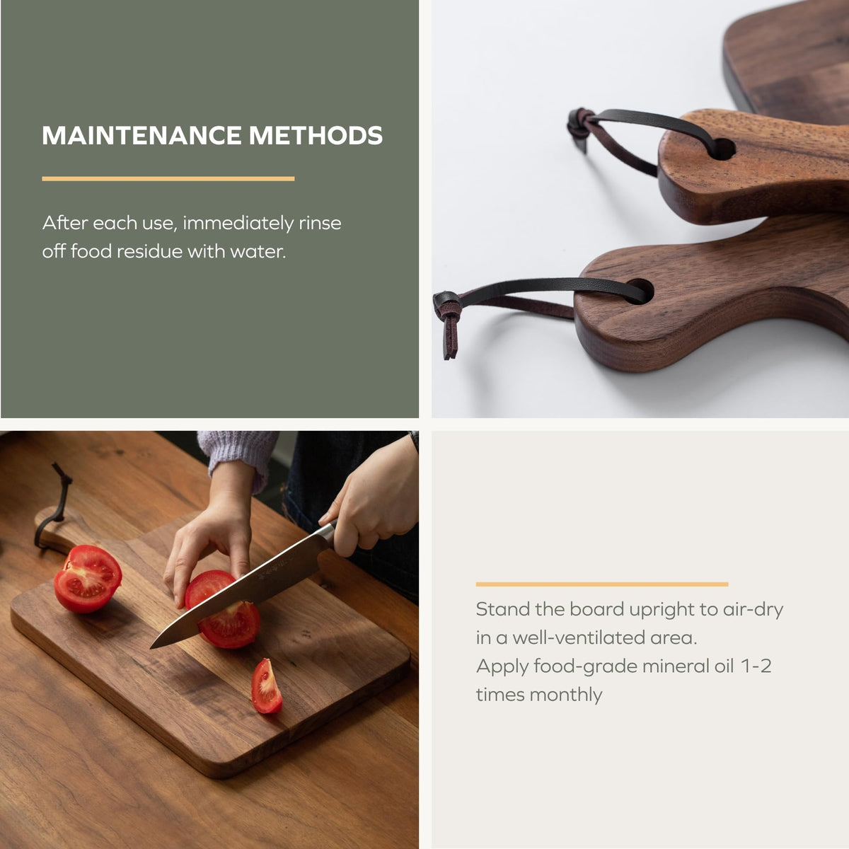 Muso Wood Walnut Cutting Board for Kitchen, Wooden Chopping Board with Handle to Hang, Square Bread Pizza Cheese Board, Charcuterie Board Used for Serving Platter 15.7x9.8 inch