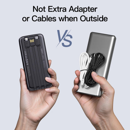 2026 2-Pack 12800mAh Portable Charger with Built in Cables, Travel Essential Battery Pack, 4 Outputs 2 Inputs Slim Power Bank with Cord Wires for iPhone 17/16/15/14, Samsung Galaxy S23/22, Pixel etc
