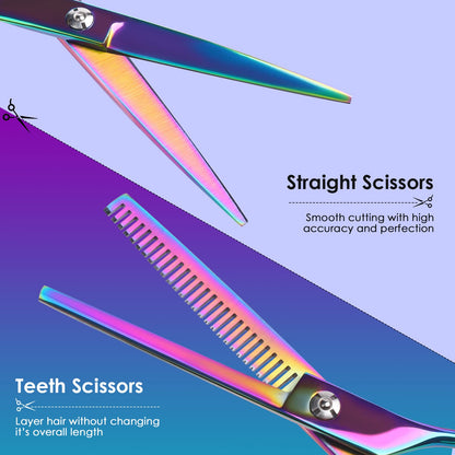 Lictin Hairdressing Scissors Thinning Scissors Set - 6.0 inch + Presentation Case/Box + Black Comb + Thinning Hair Comb + Black Hair Clip