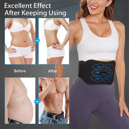 Ruszoaer ABS Stimulator - EMS Muscle Stimulator, Ab Machine, Portable Abdominal Belt, Electronic Pulse Massager, Home Office Fitness Workout Equipment, Blue