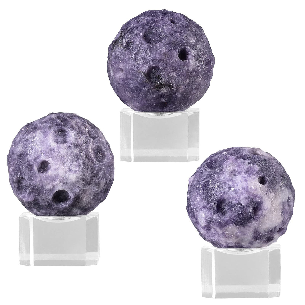 SUNYIK Pack of 2 Rainbow Titanium Coated Druzy Geode Sphere Ball Sculpture & Natural Rose Quartz rystal Ball with Stand
