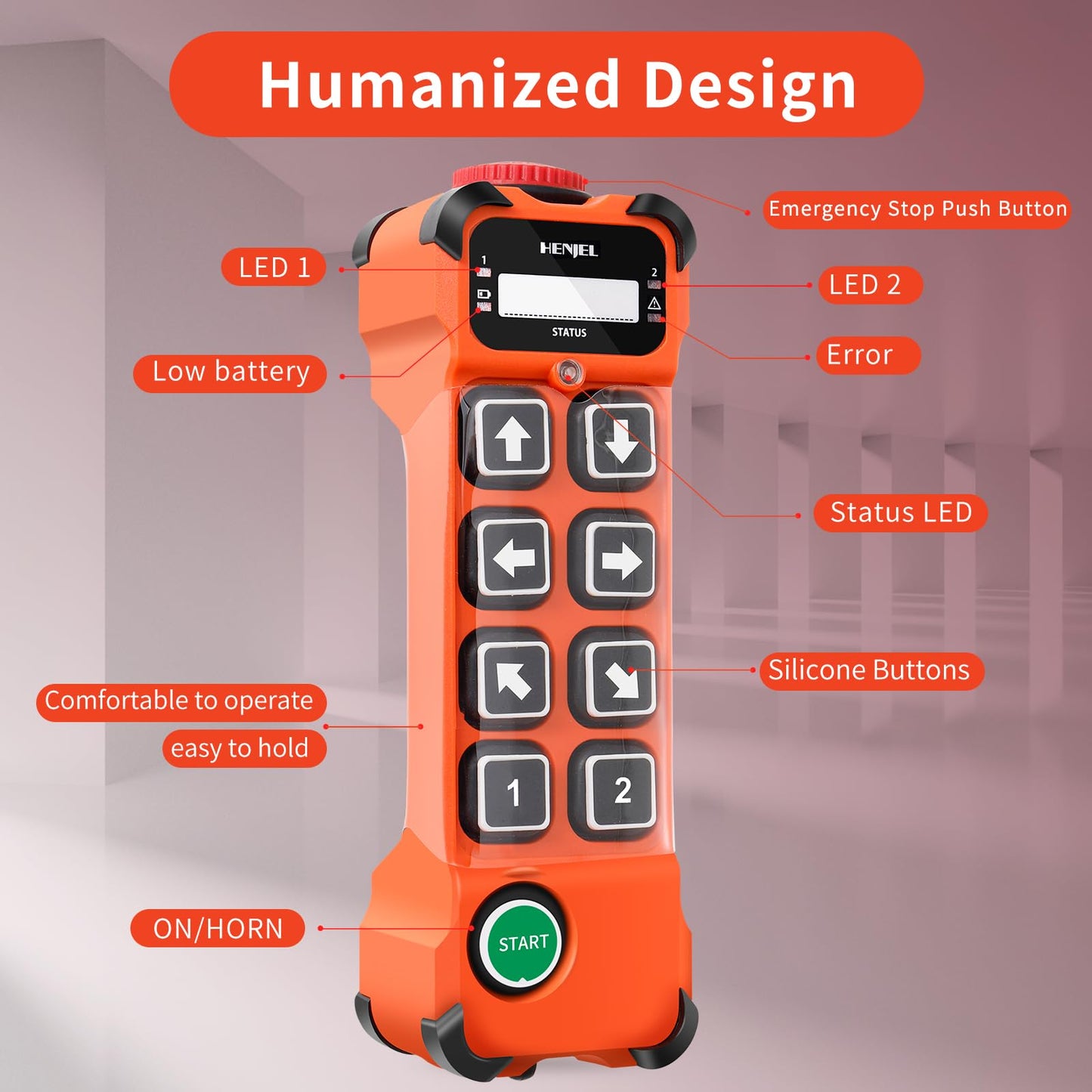 Wireless Crane Remote Control 8 Channel Button Industrial Radio Overhead Bridge Hoist Crane Controller 2 Transmitters and Receiver H108 12-65V
