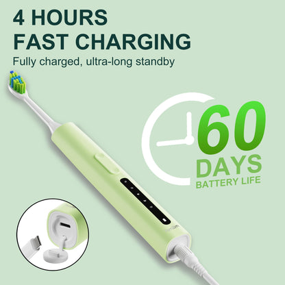 7AM2M Sonic Electric Toothbrush for Adults and Kids, 40000VPM Power Toothbrushes, USB-C Rechargeable with 4 Brush Heads, 5 Modes, 2 Minutes Built in Smart Timer, One Charge for 60 Days (Black)